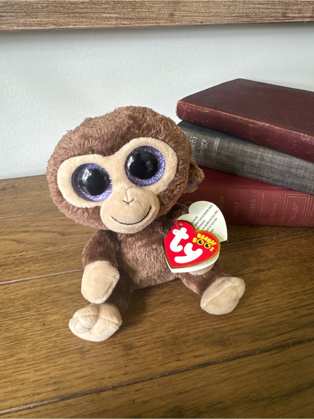 Ty Brown Monkey Plush with Purple Glitter Eyes